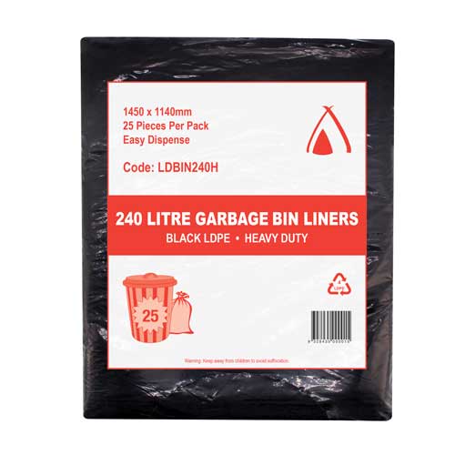 LDBIN240H HUHTAMAKI 240L Garbage Bin Liners 1450X1140MM 100/CTN