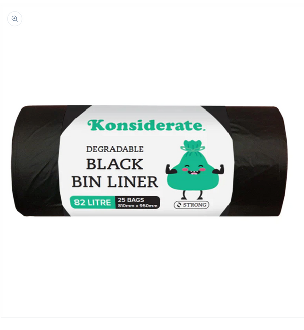 BL082MD KONSIDERATE 82L MEDIUM DUTY BLACK DEGRADABLE LINERS