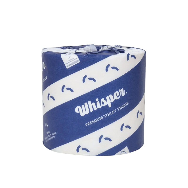 WHISPER PREMIUM 600 SHEET TOILET TISSUE 2PLY WRAPPED 48/CTN