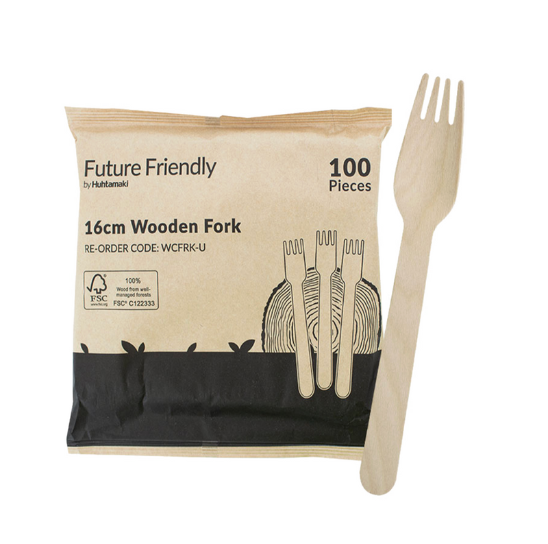 WCFRK-U 100% FSC Certified Wooden Cutlery Uncoated Fork 160mm / CTN-2000