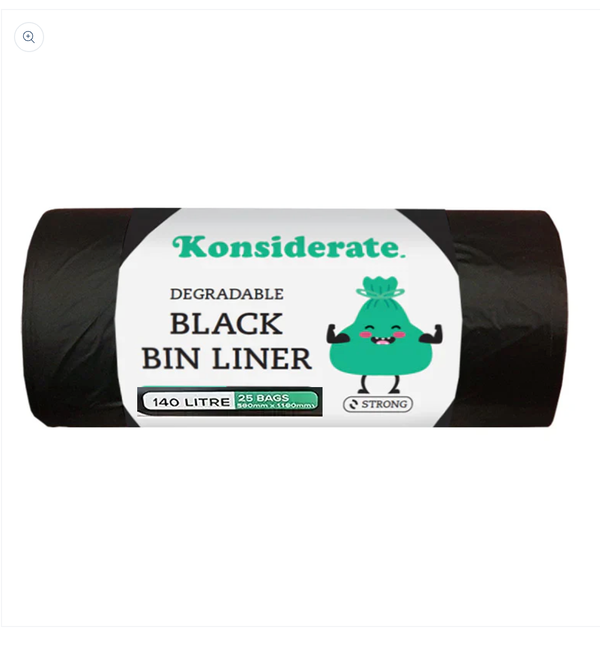 BL140MD KONSIDERATE 140L MEDIUM DUTY BLACK DEGRADABLE LINERS