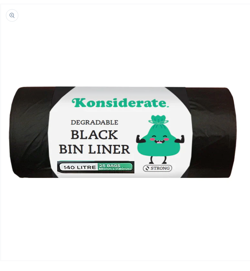 BL140MD KONSIDERATE 140L MEDIUM DUTY BLACK DEGRADABLE LINERS