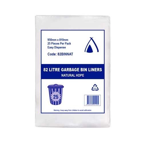 82BINNAT Bin liners 82L Clear  950 x 810mm500pcs/ctn