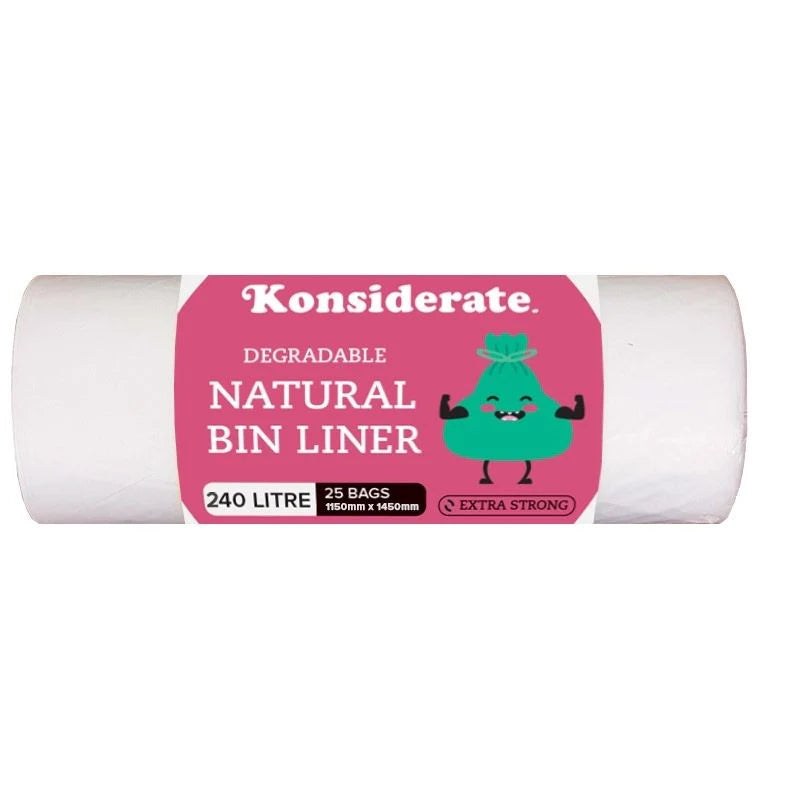 N24025 KONSIDERATE 240LT HEAVY DUTY NATURAL DEGRADABLE LINERS