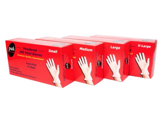 GLOVES- M-PF PAK Vinyl Clear P/Free - Medium 100pk (1 pack)